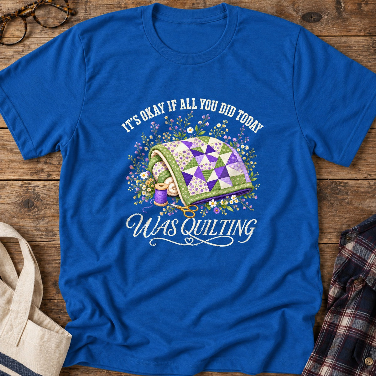 Quilt All Day T-Shirt in Royal
