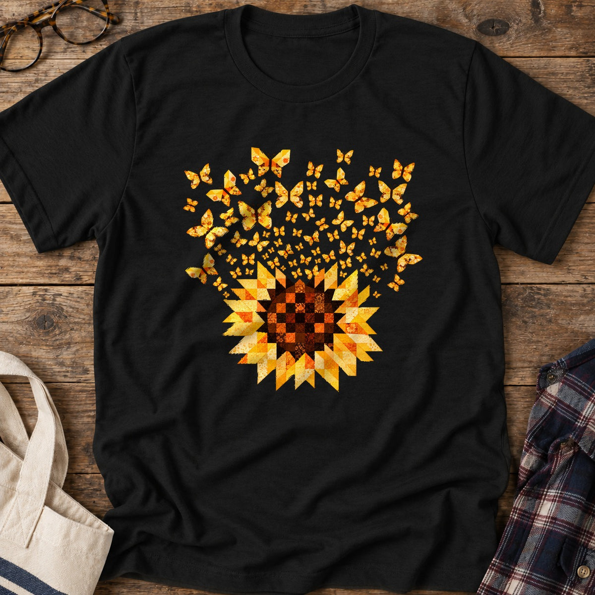 Sunflower Quilt Bloom T-Shirt in Black
