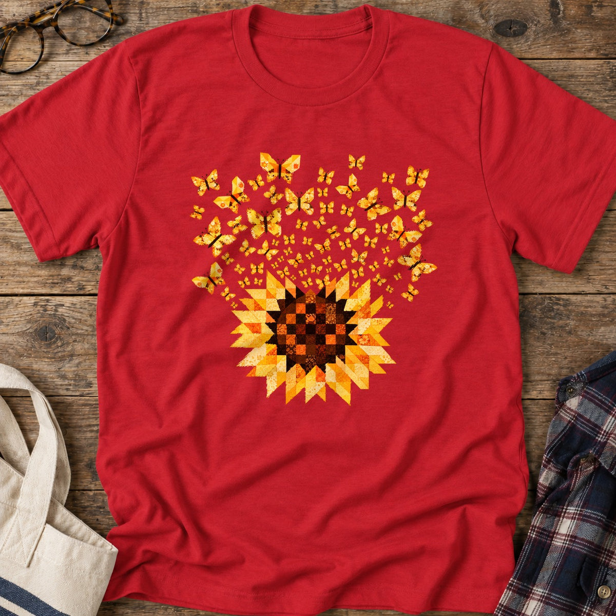 Sunflower Quilt Bloom T-Shirt in Red