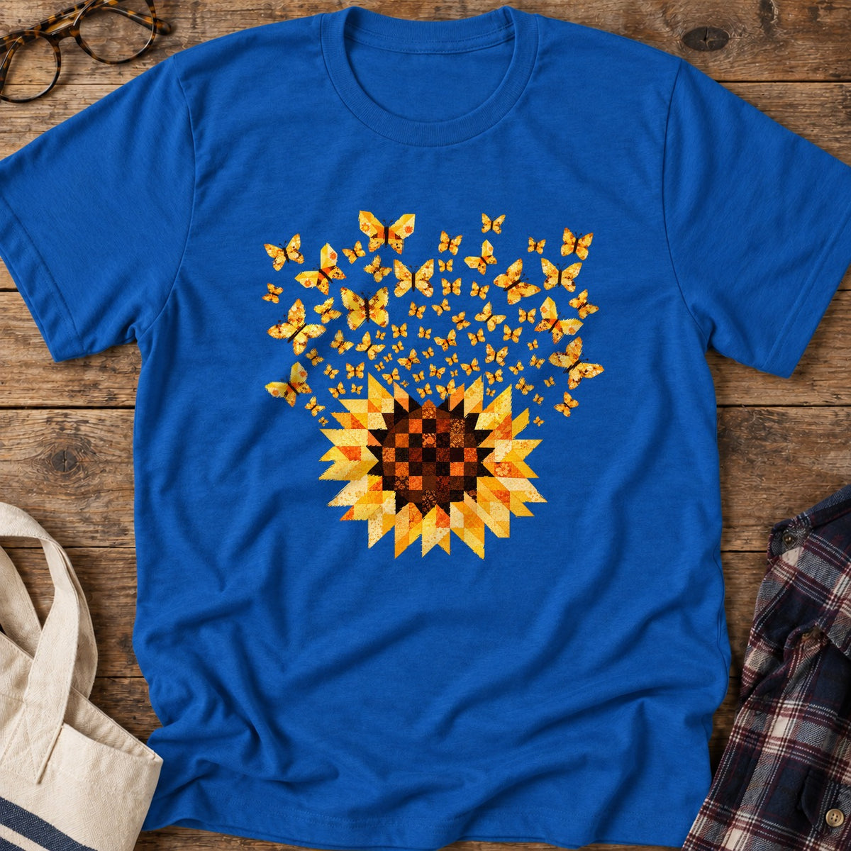 Sunflower Quilt Bloom T-Shirt in Royal