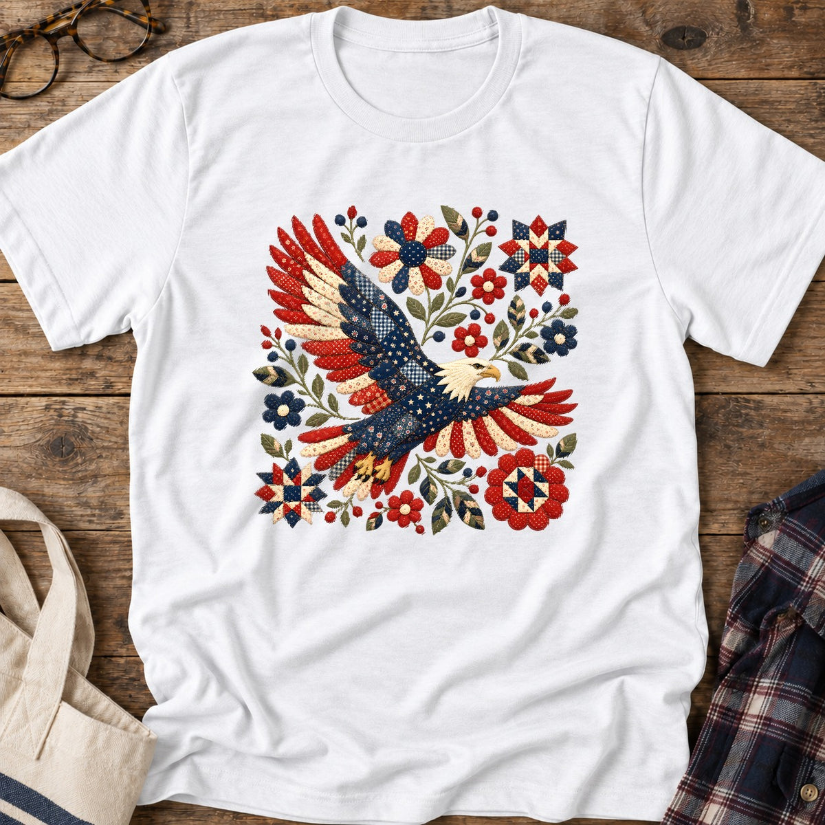 American Eagle Appliqué T-Shirt in White