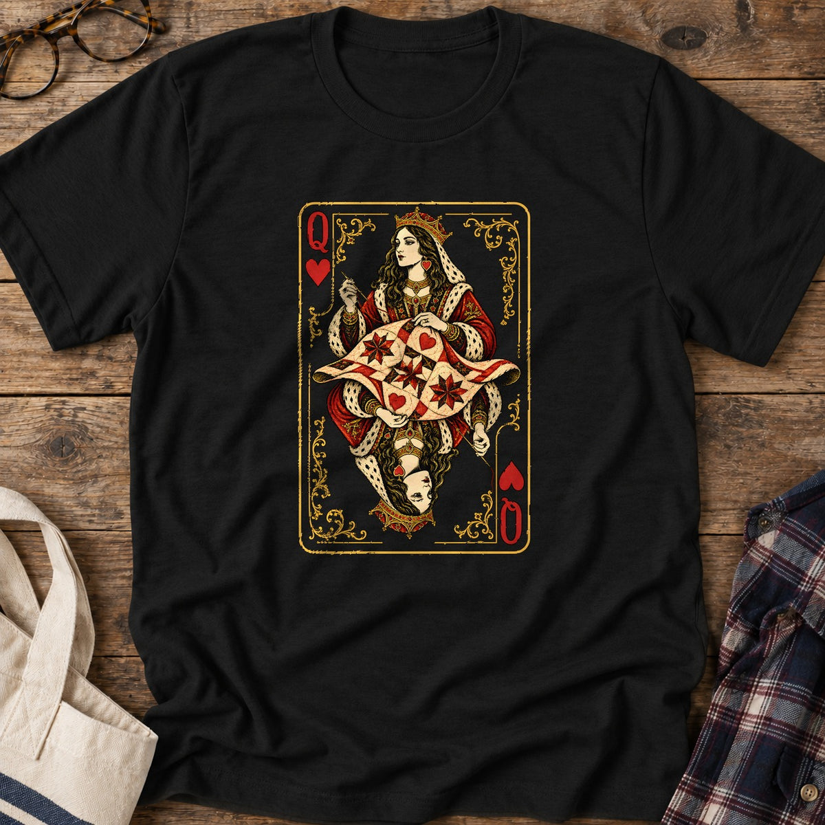 Quilt Queen T-Shirt in Black