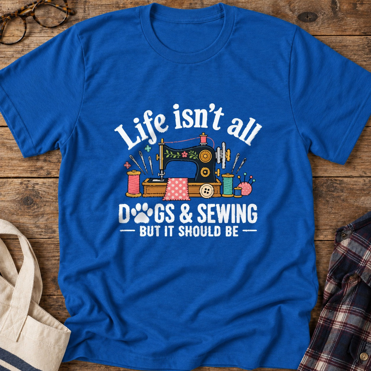 Dogs And Sewing T-Shirt in Royal