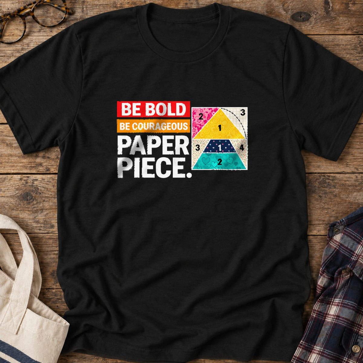 Courageous Paper Piecing T-Shirt in Black