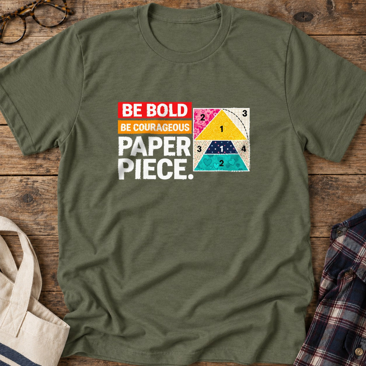 Courageous Paper Piecing T-Shirt in Military Green