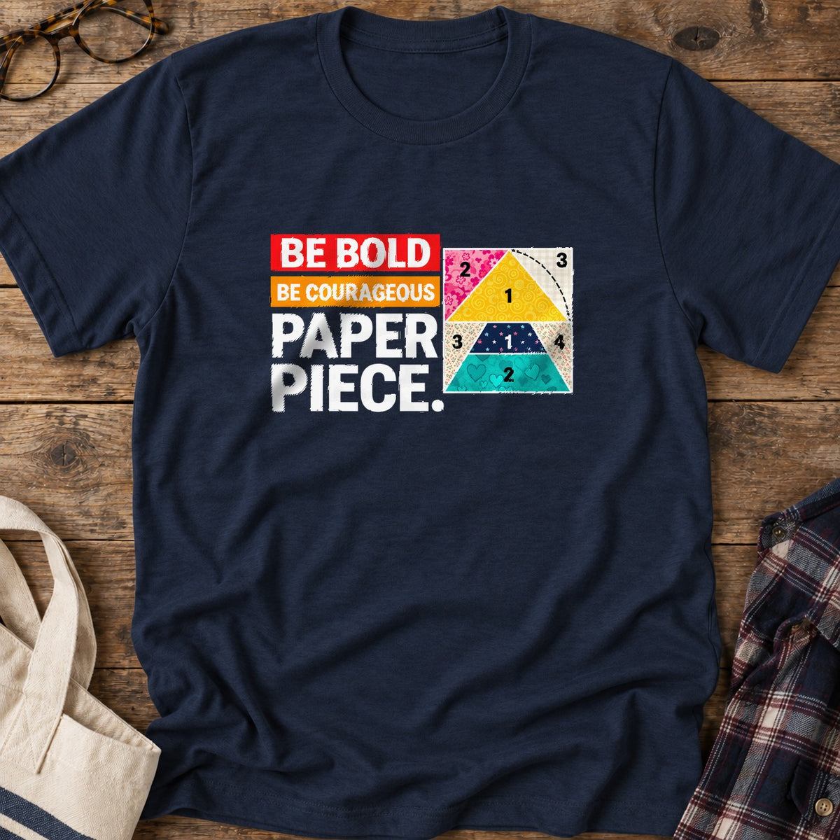 Courageous Paper Piecing T-Shirt in Navy