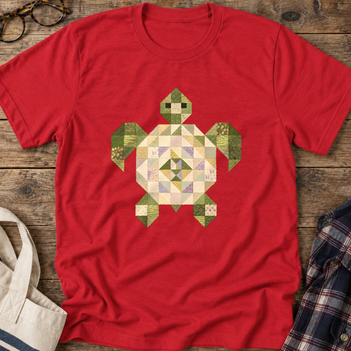 Patchwork Turtle T-Shirt in Red