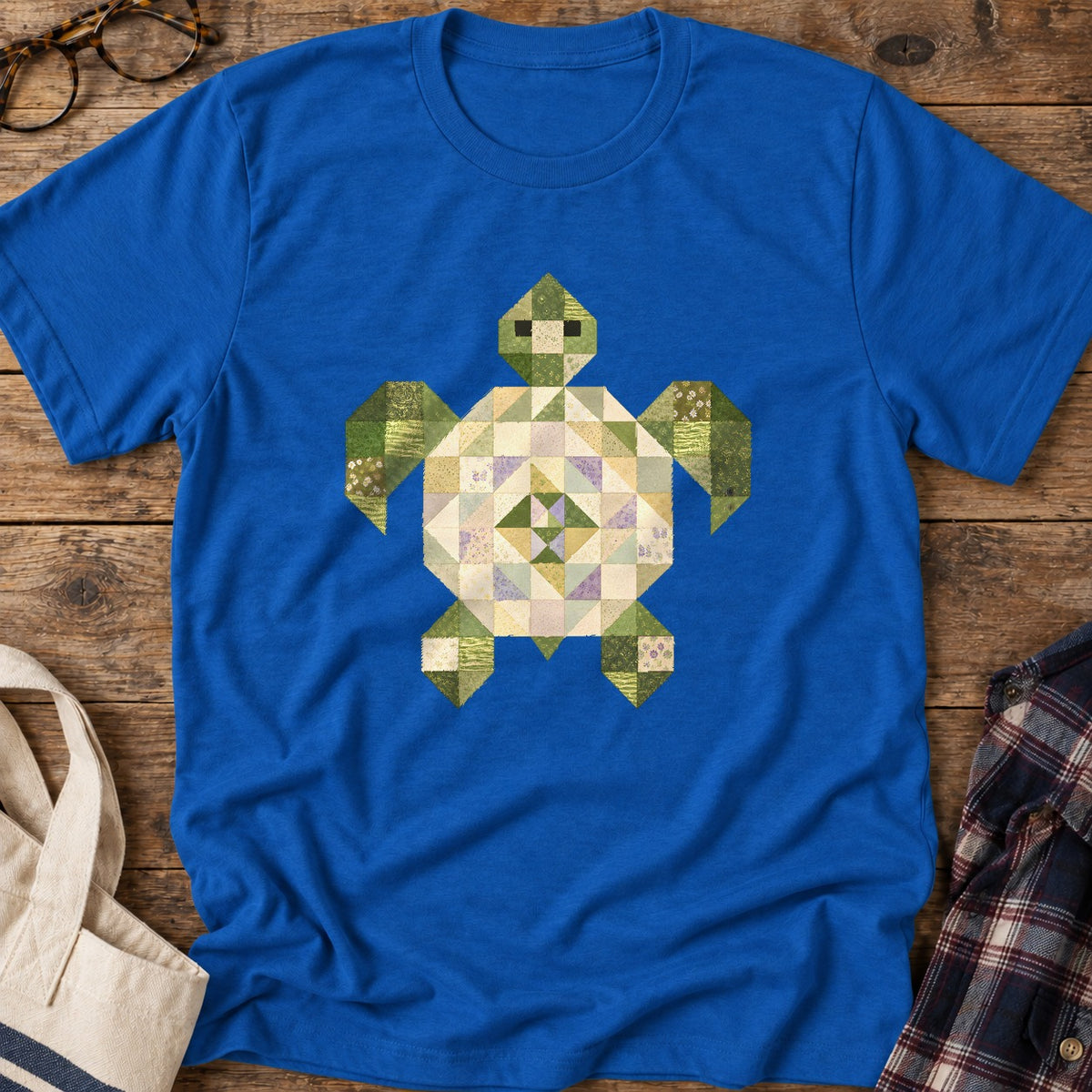 Patchwork Turtle T-Shirt in Royal