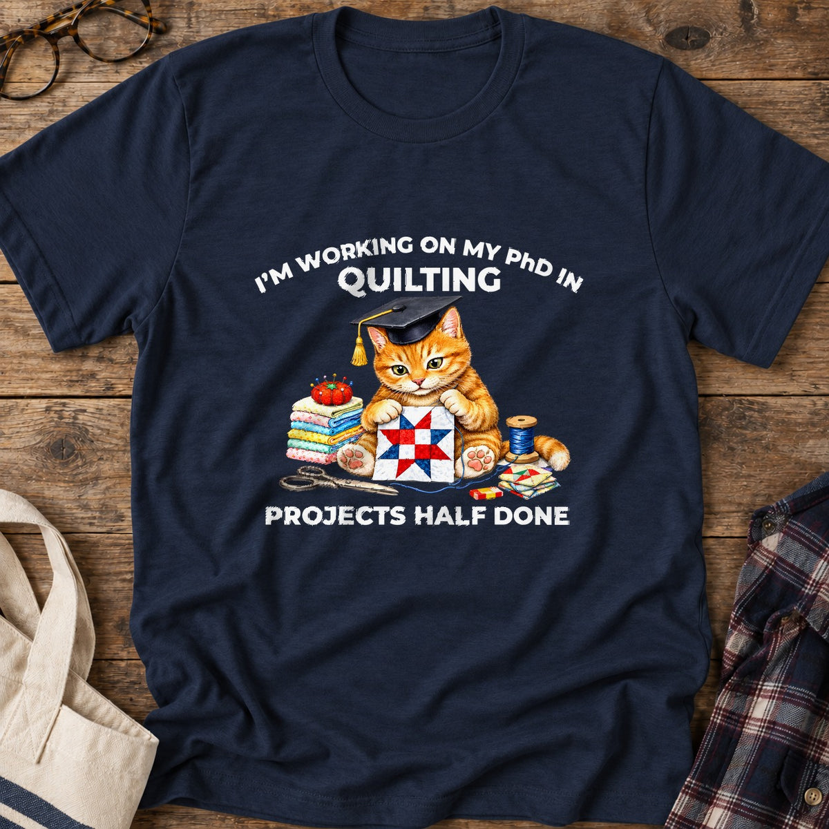 Quilting PhD T-Shirt in Navy