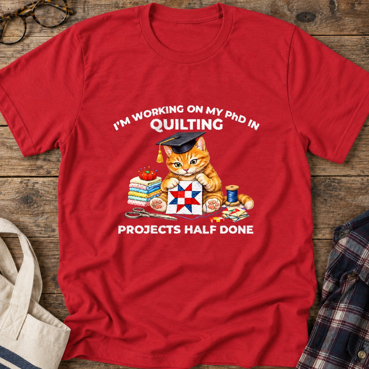 Quilting PhD T-Shirt in Red