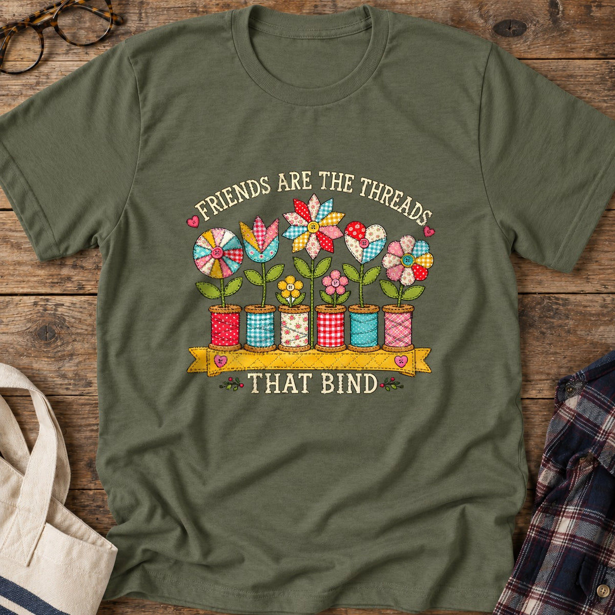 Threads That Bind T-Shirt in Military Green