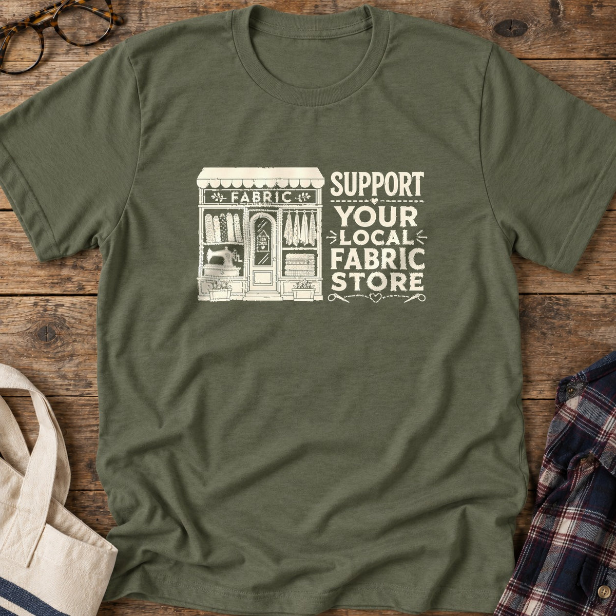Sew Local T-Shirt in Military Green