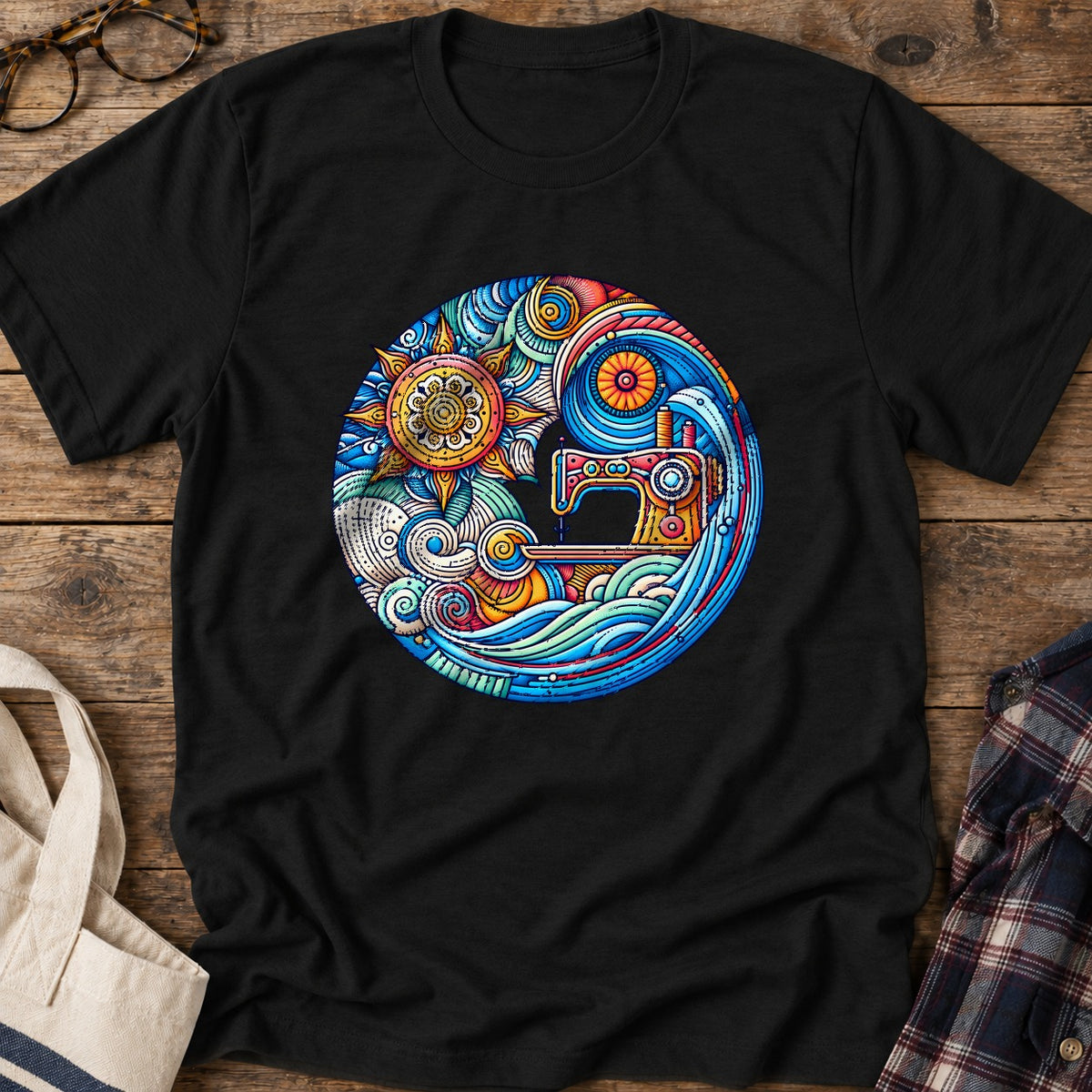 Seaside Sewing Dreams T-Shirt in Black