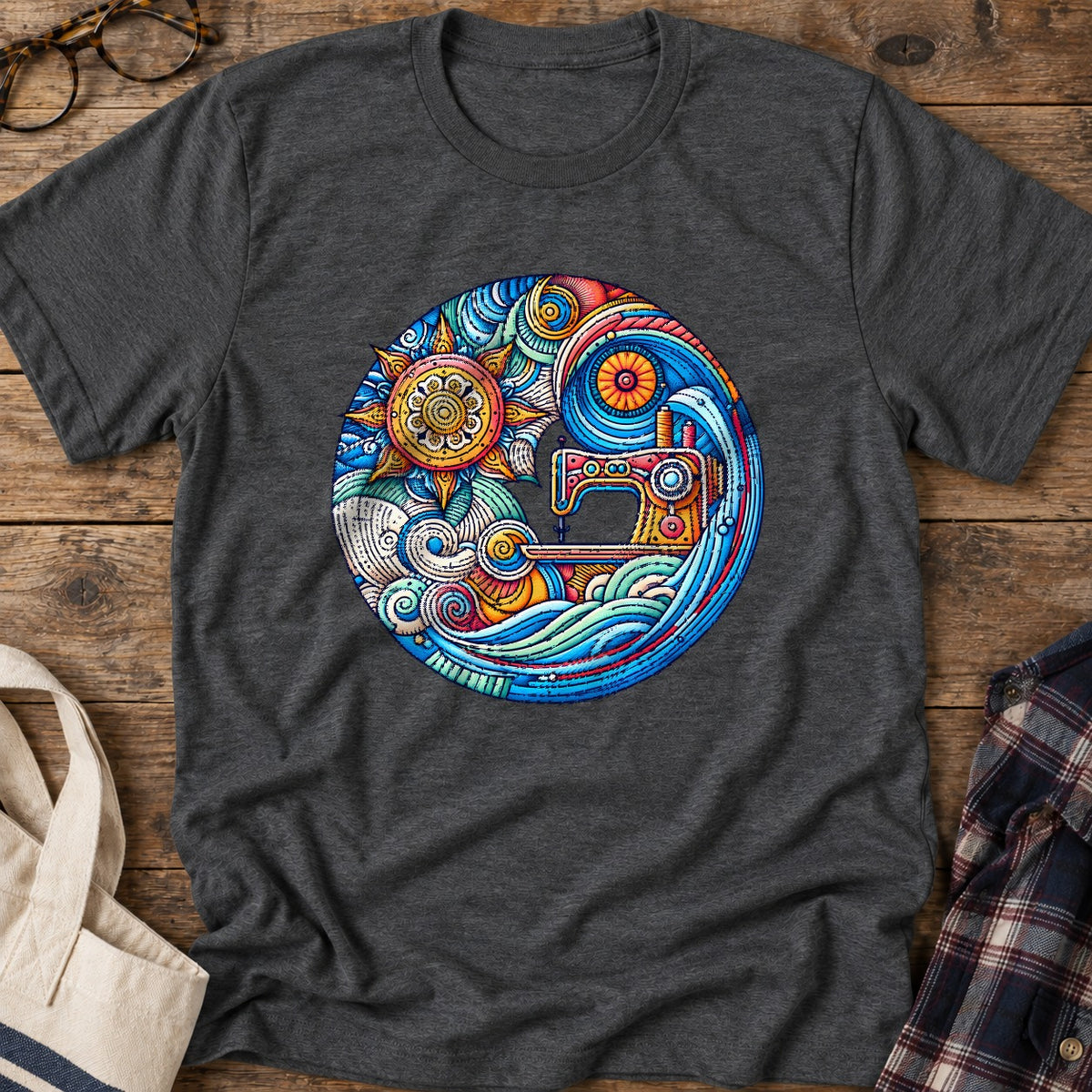 Seaside Sewing Dreams T-Shirt in Dark Heather