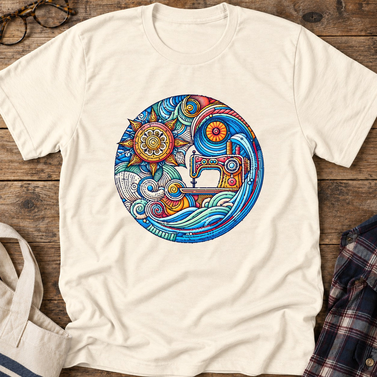 Seaside Sewing Dreams T-Shirt in Natural