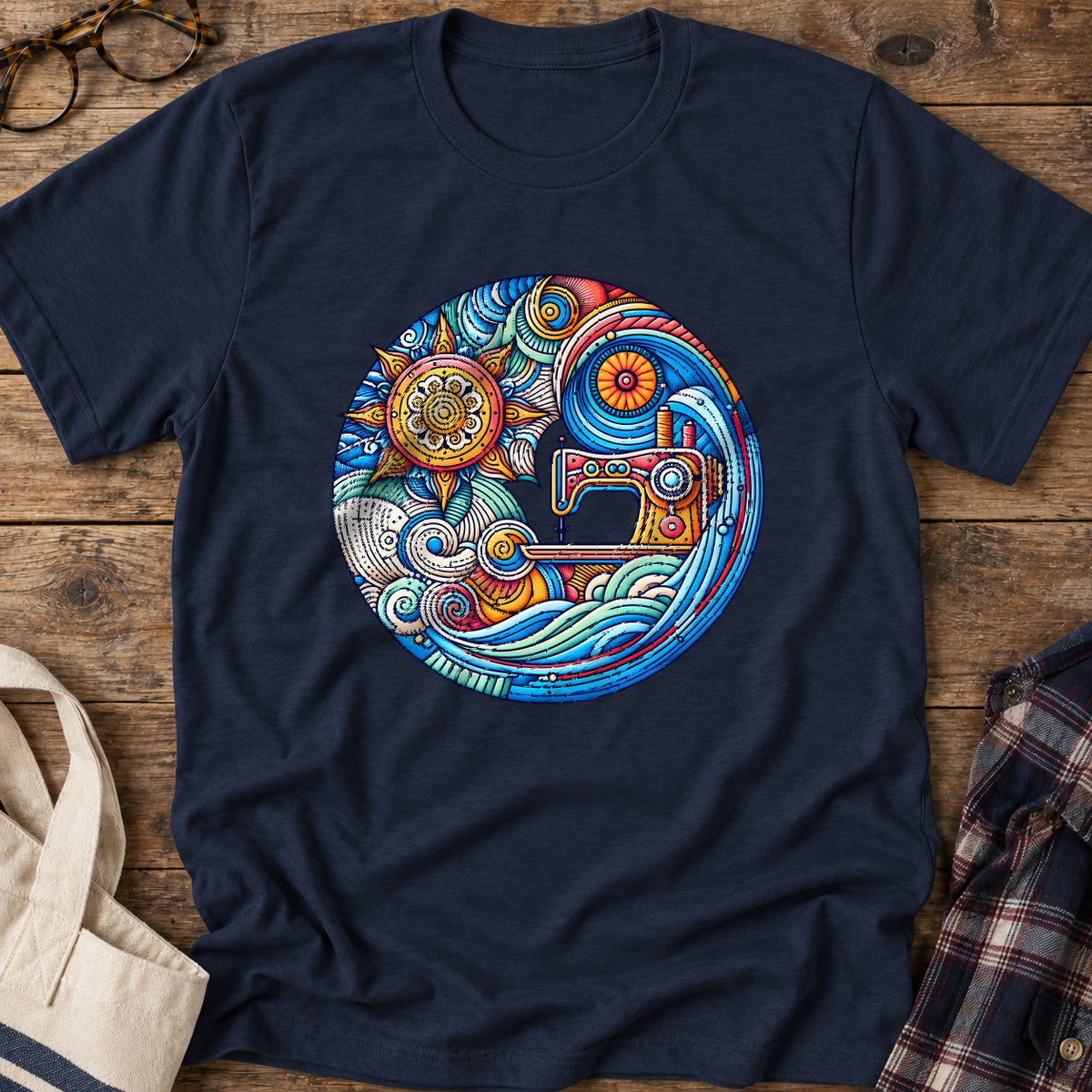 Seaside Sewing Dreams T-Shirt in Navy