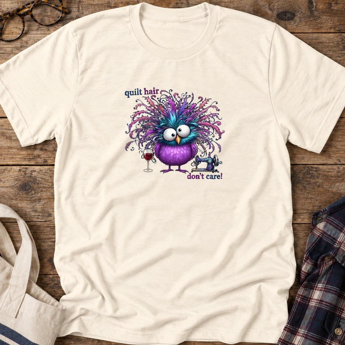 Quilt Hair Wine T-Shirt in Natural
