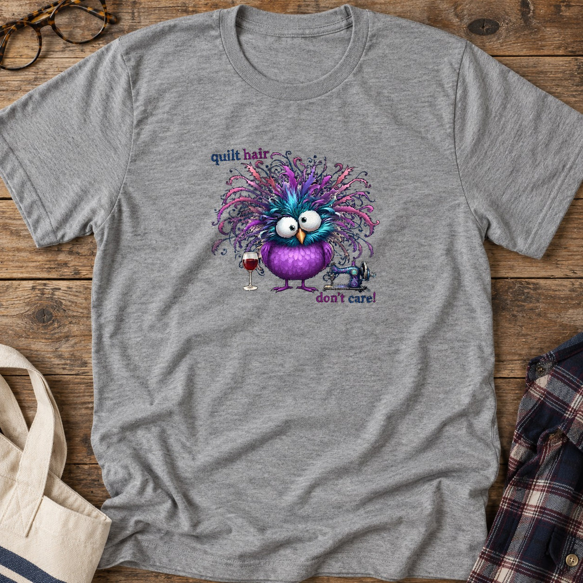 Quilt Hair Wine T-Shirt in Sport Grey