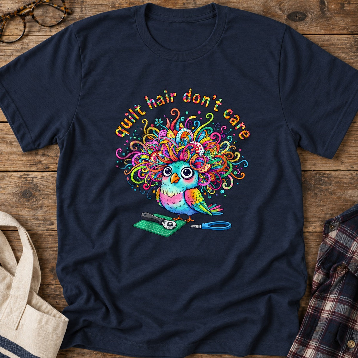Sewing Curl Bird T-Shirt in Navy