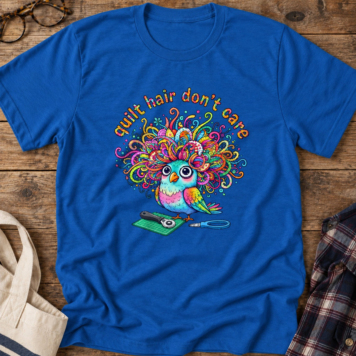 Sewing Curl Bird T-Shirt in Royal