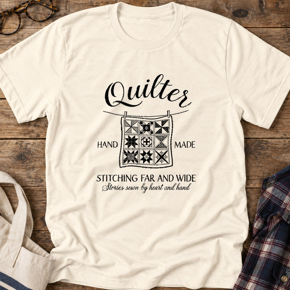 Handmade Quilter T-Shirt in Natural