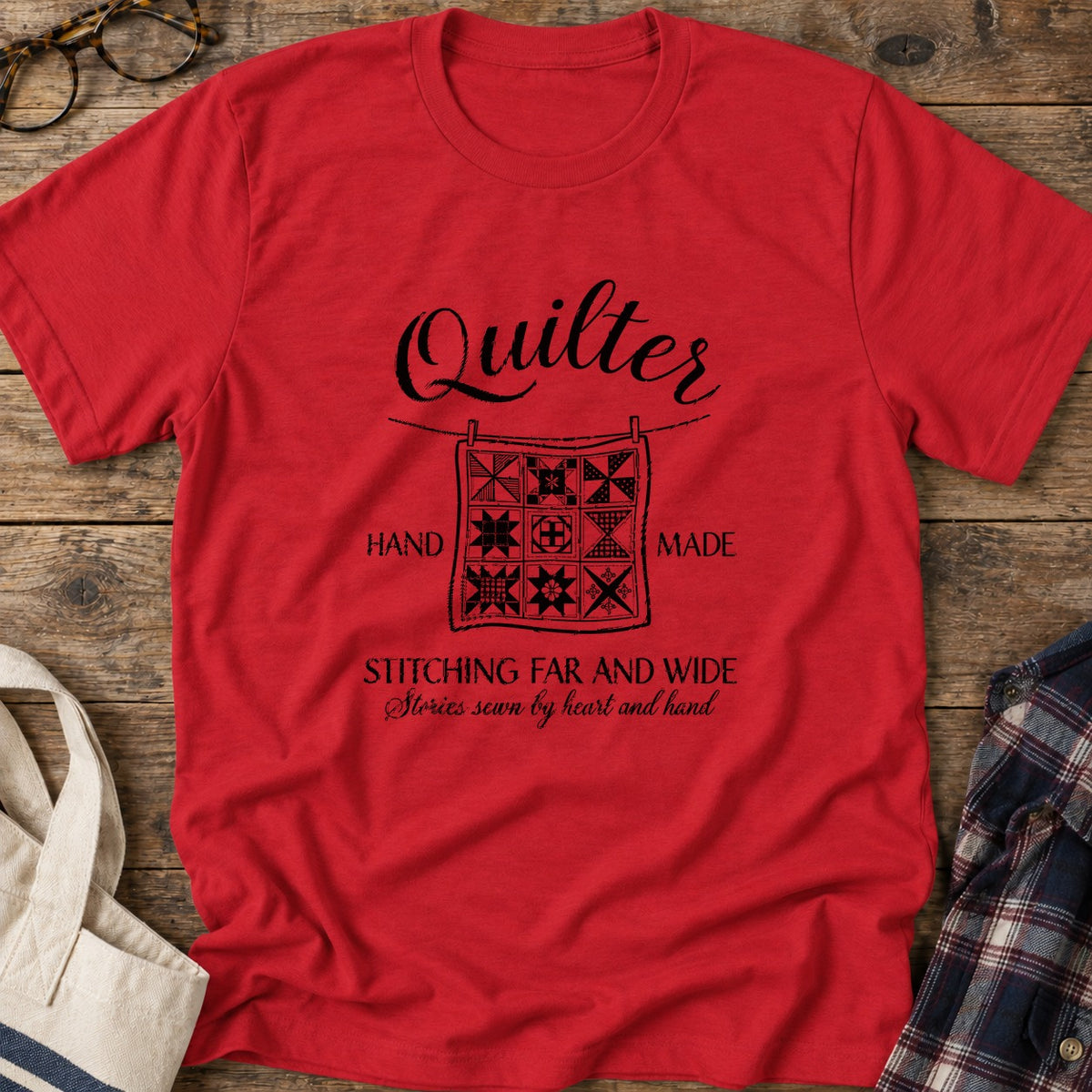 Handmade Quilter T-Shirt in Red