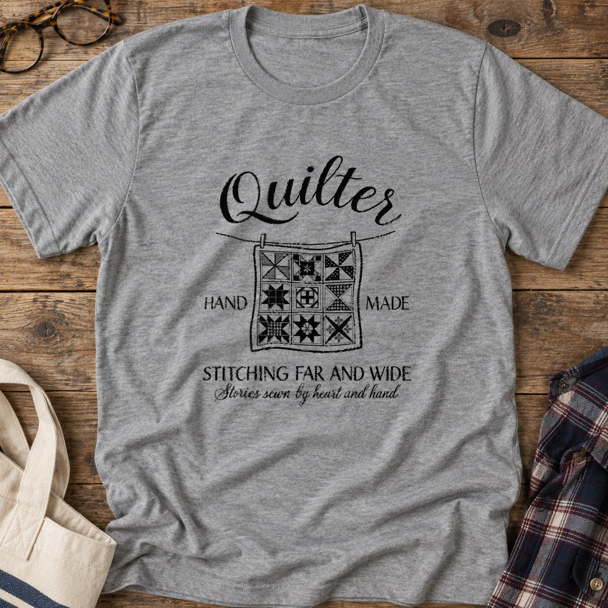 Handmade Quilter T-Shirt in Sport Grey
