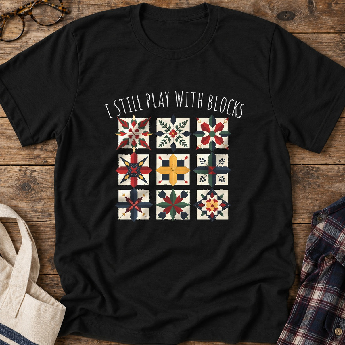Quilt Block Player T-Shirt in Black