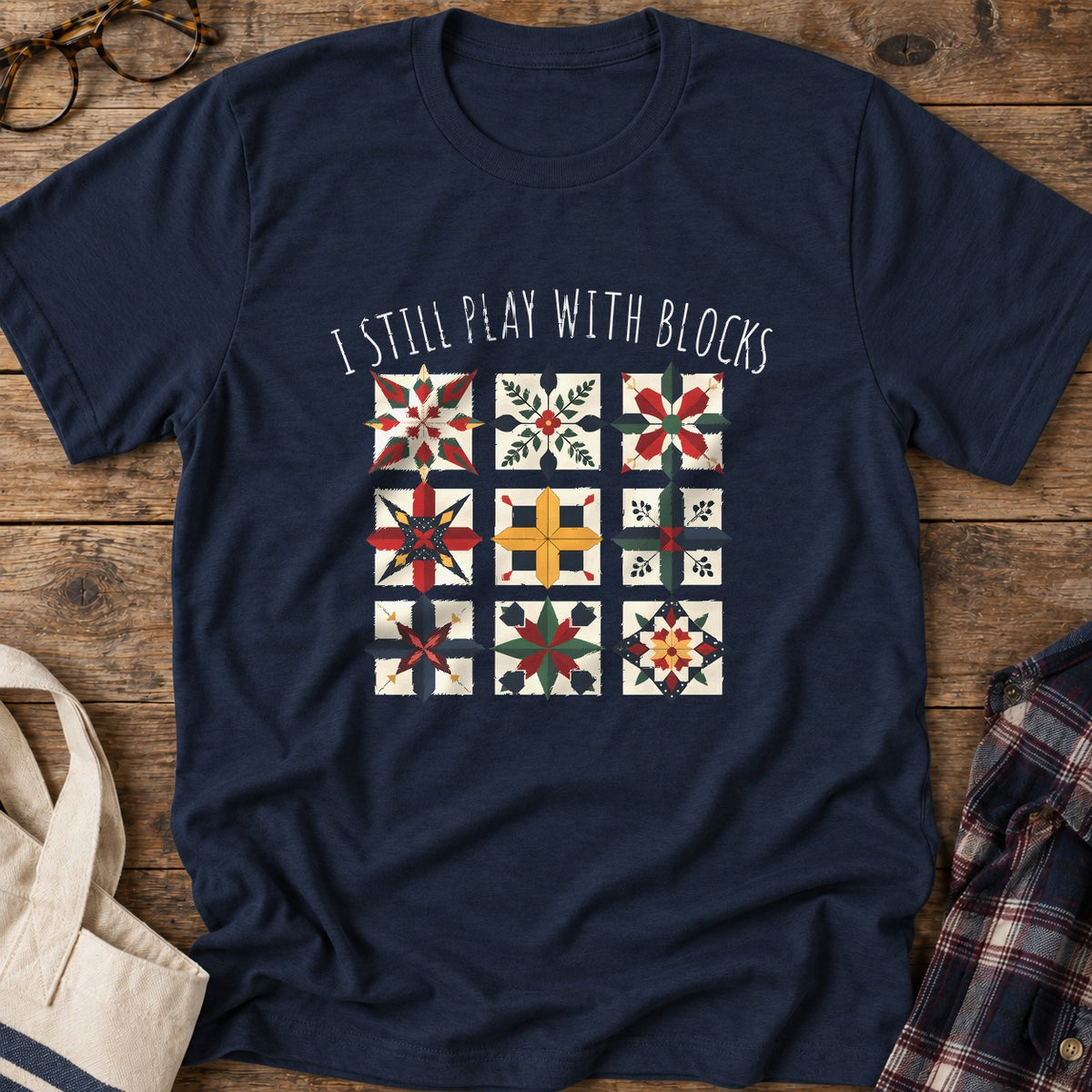 Quilt Block Player T-Shirt in Navy