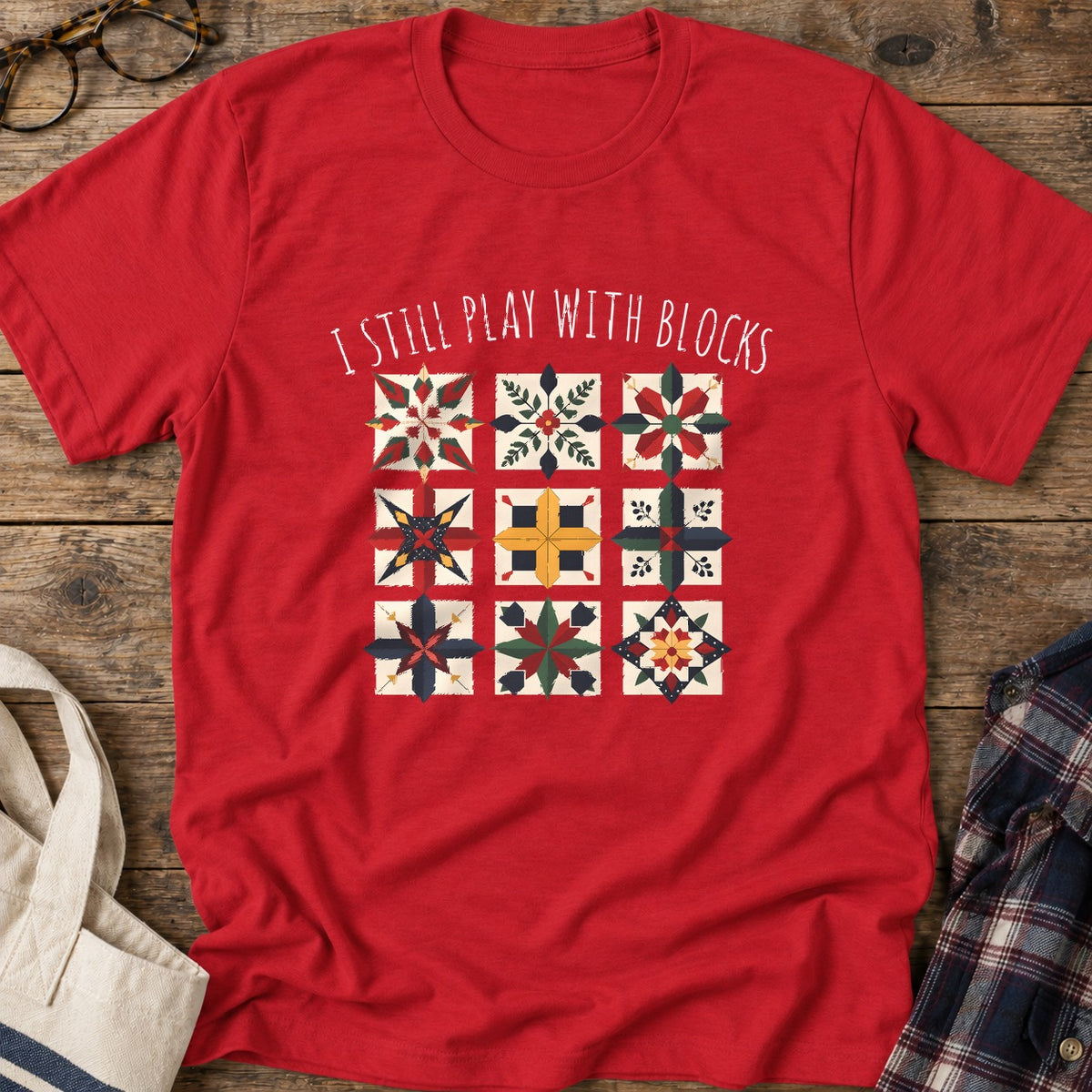 Quilt Block Player T-Shirt in Red