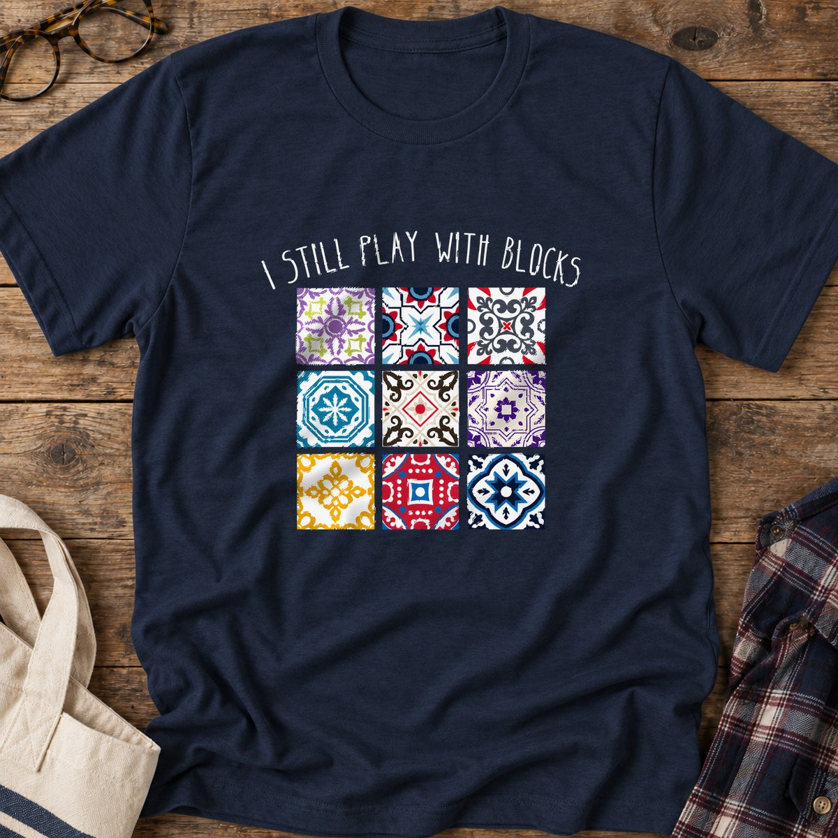 Quilt Block Fun T-Shirt in Navy