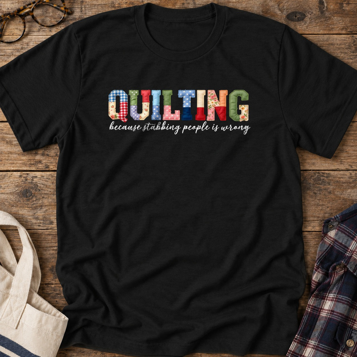 Quilting Saves Lives T-Shirt in Black