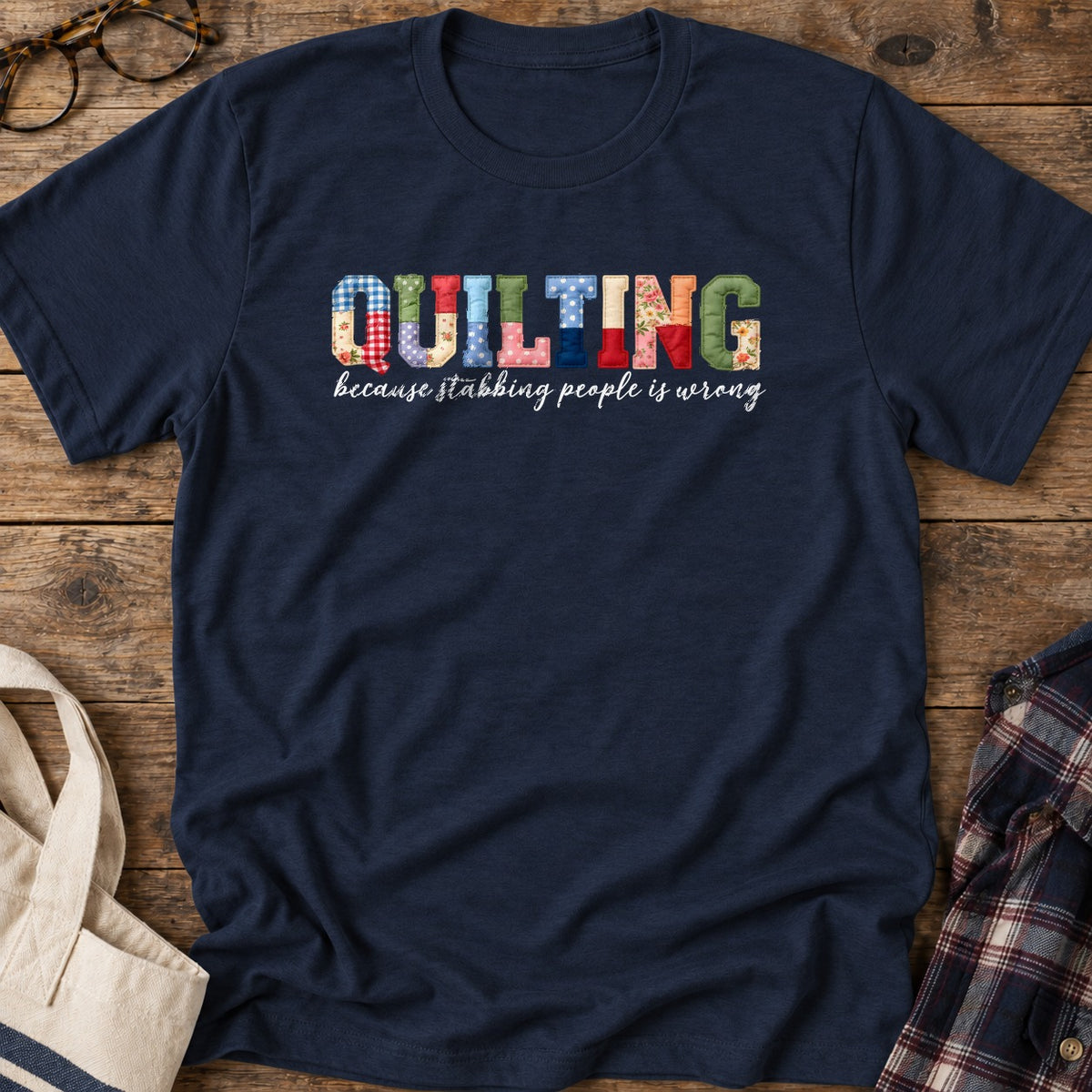 Quilting Saves Lives T-Shirt in Navy
