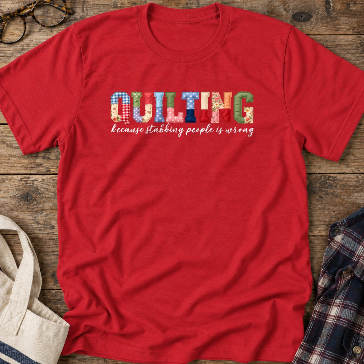Quilting Saves Lives T-Shirt in Red