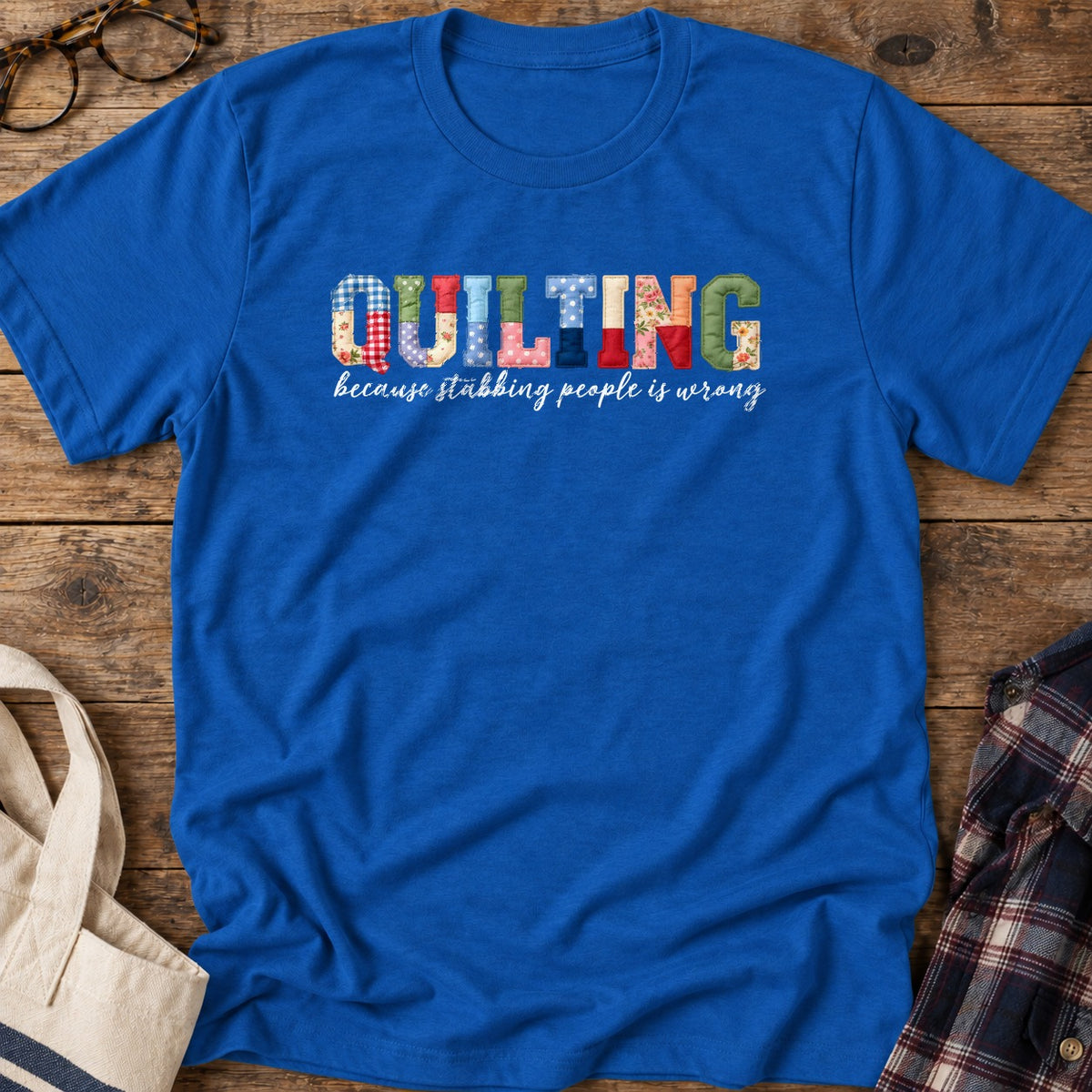 Quilting Saves Lives T-Shirt in Royal