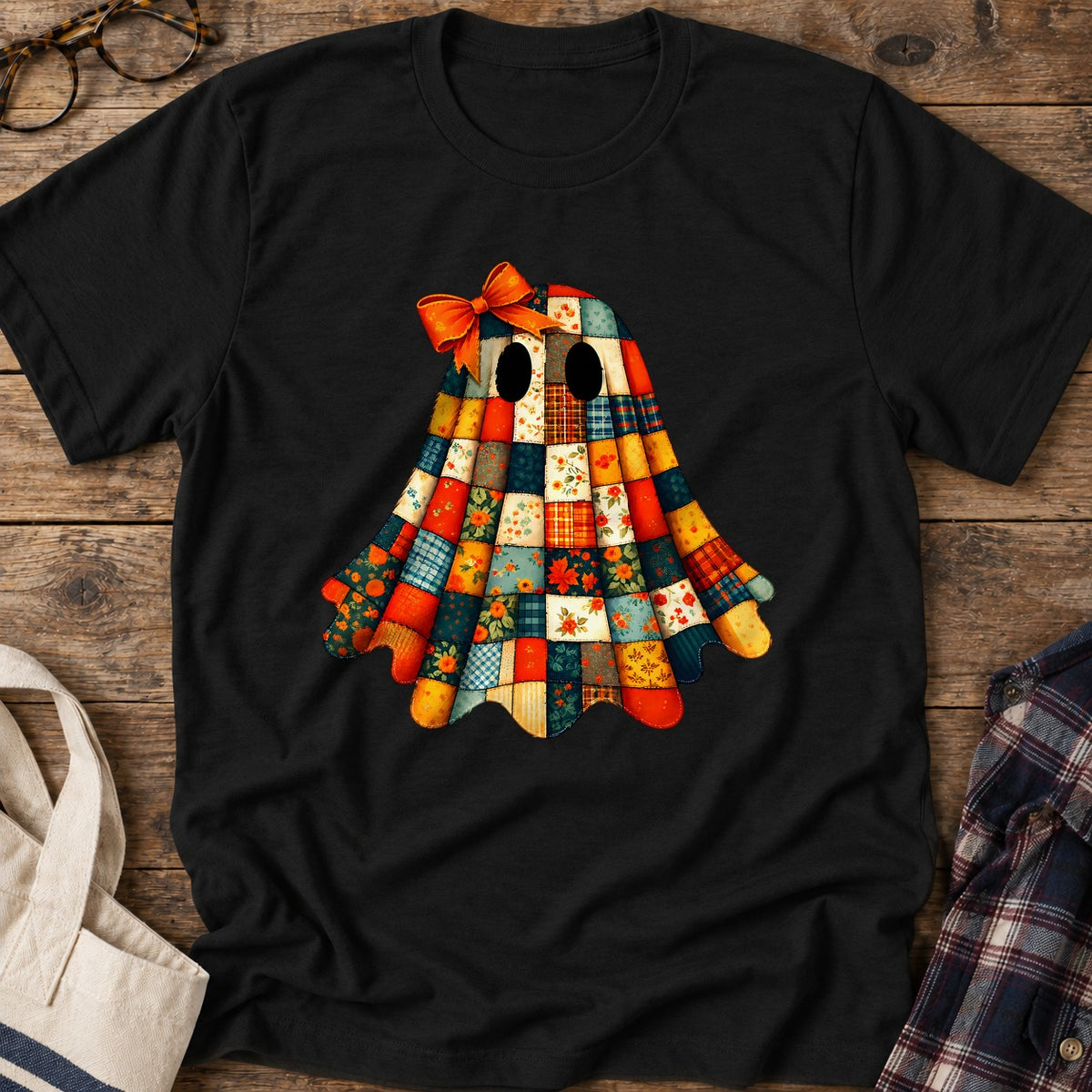 Patchwork Ghost T-Shirt in Black