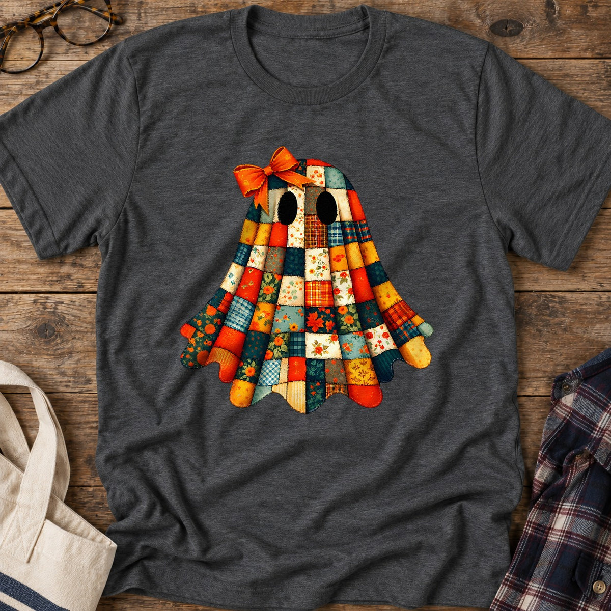 Patchwork Ghost T-Shirt in Dark Heather