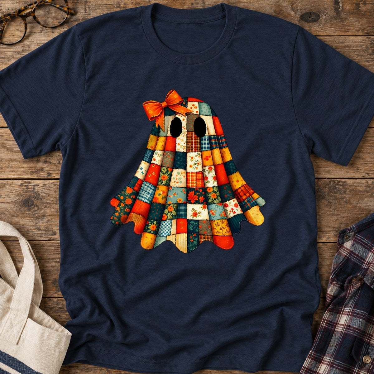 Patchwork Ghost T-Shirt in Navy
