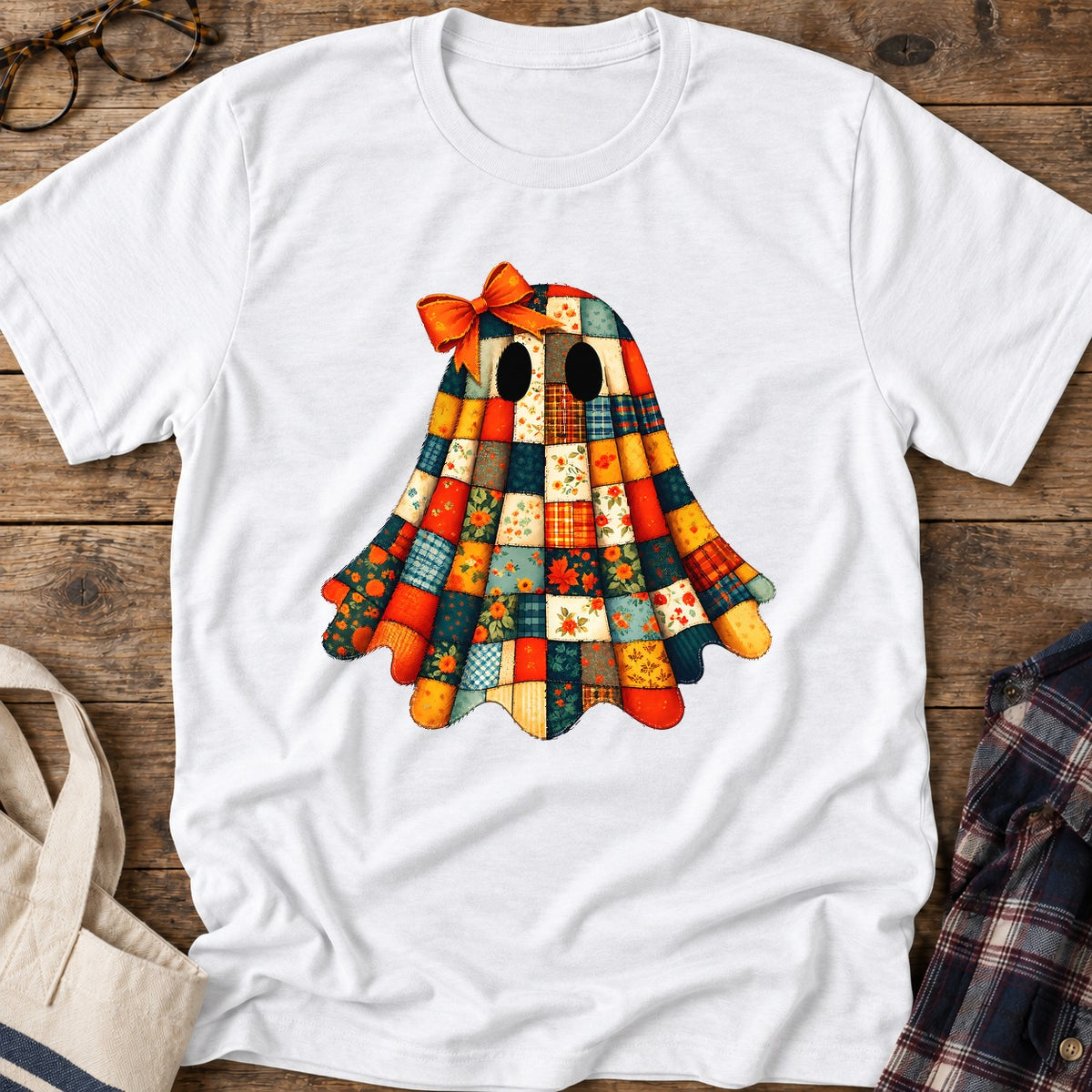 Patchwork Ghost T-Shirt in White