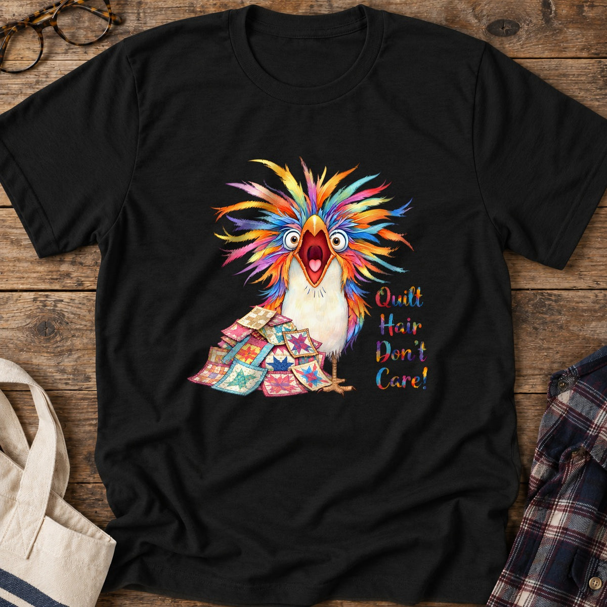 Rainbow Chaos Finch T-Shirt in Black