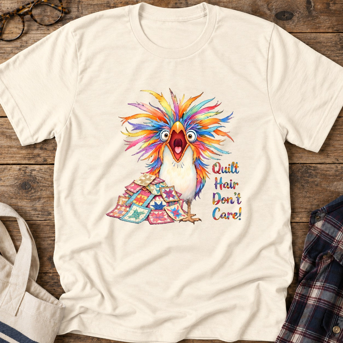 Rainbow Chaos Finch T-Shirt in Natural