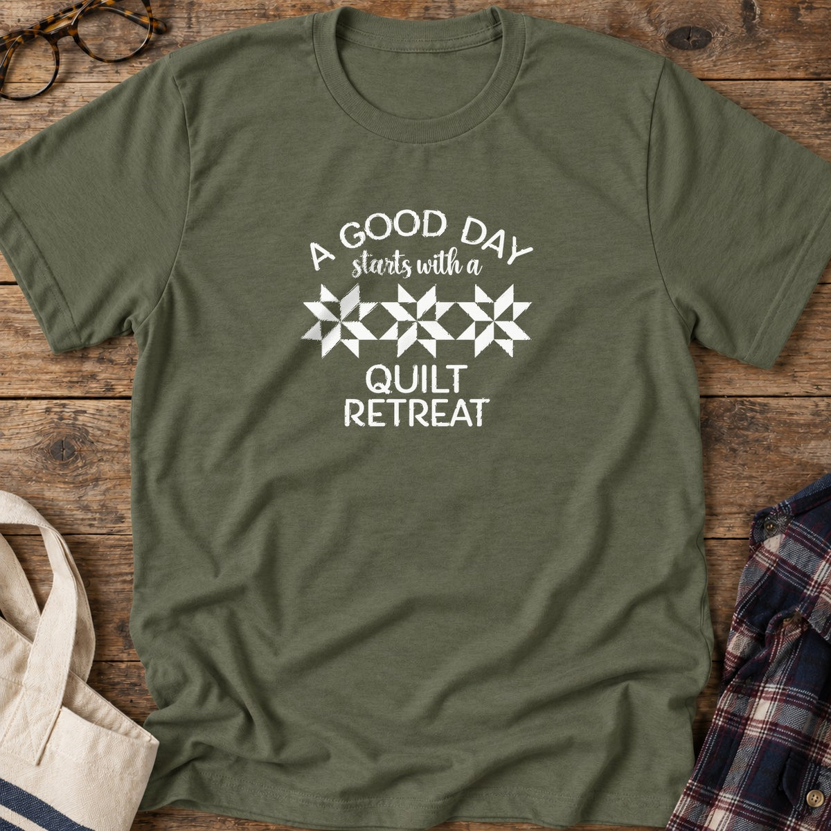 Good Day Retreat T-Shirt in Military Green