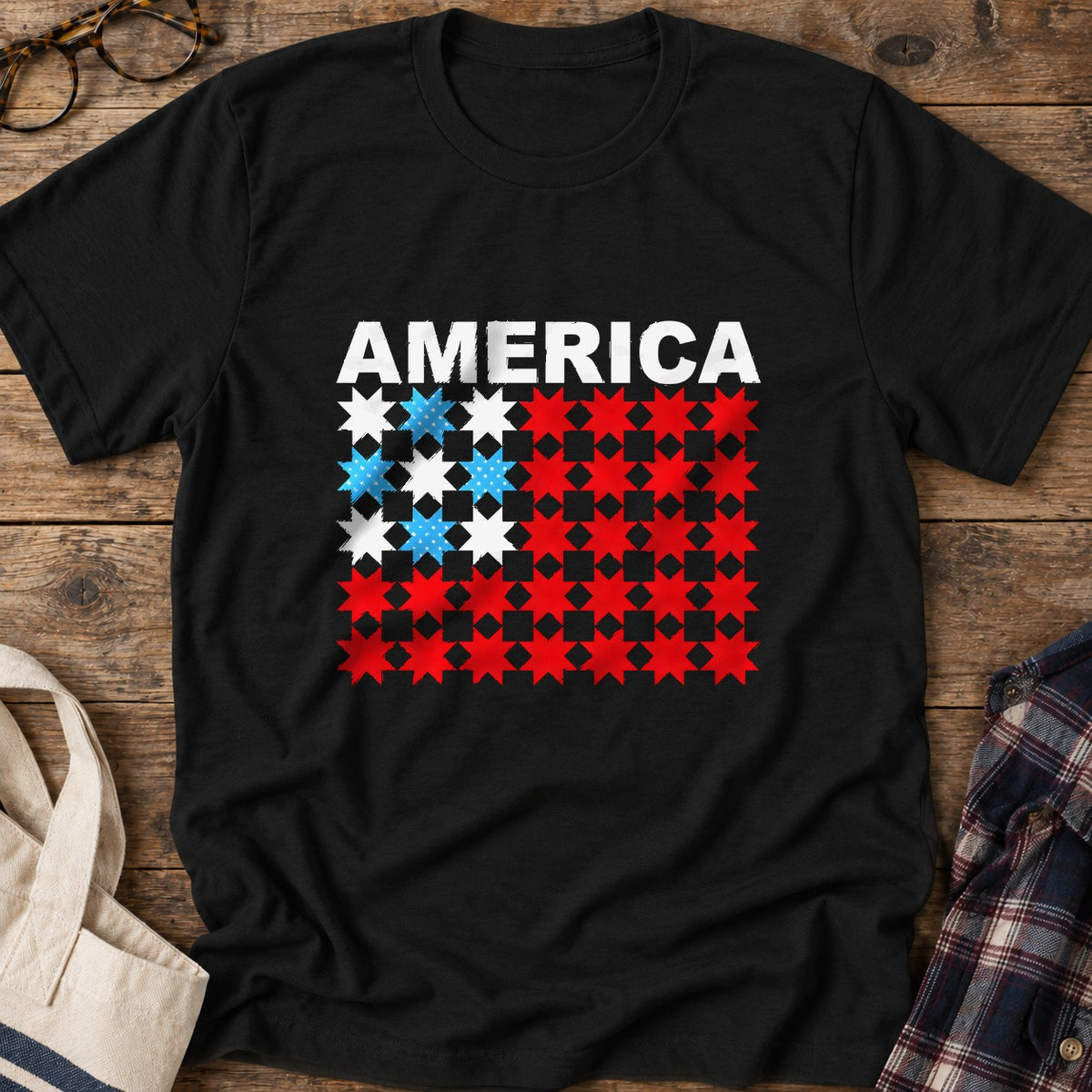 Quilted Tribute T-Shirt in Black