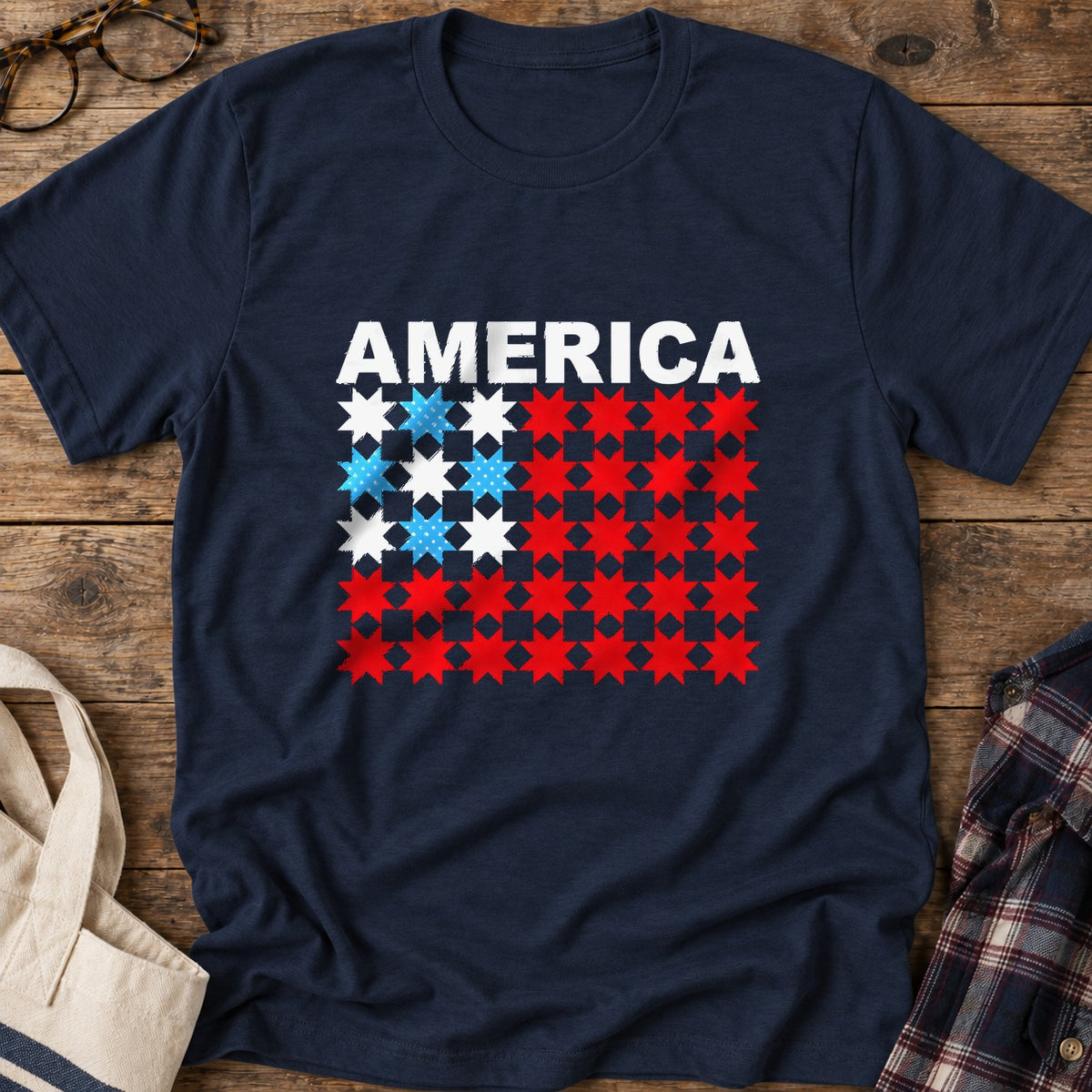Quilted Tribute T-Shirt in Navy