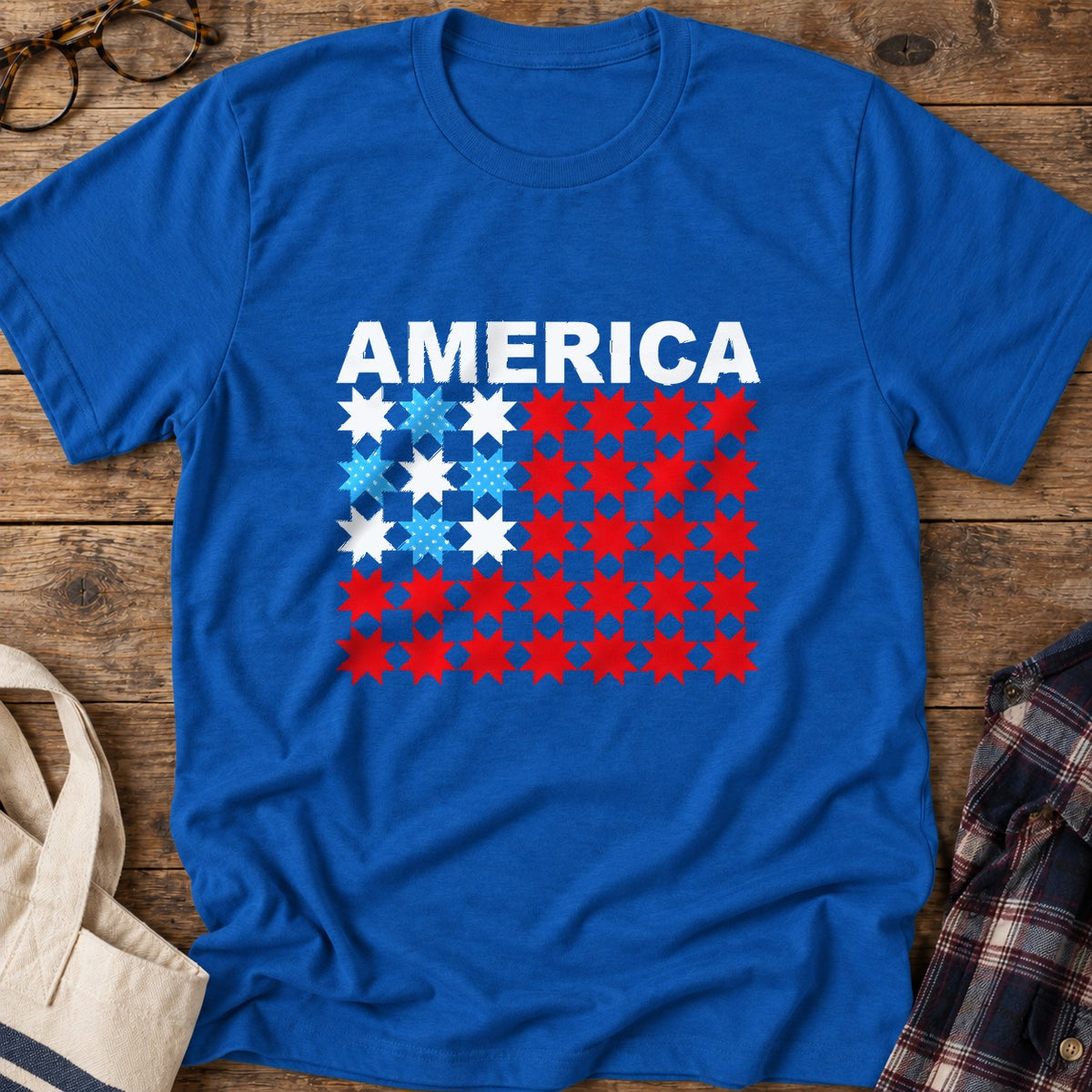 Quilted Tribute T-Shirt in Royal