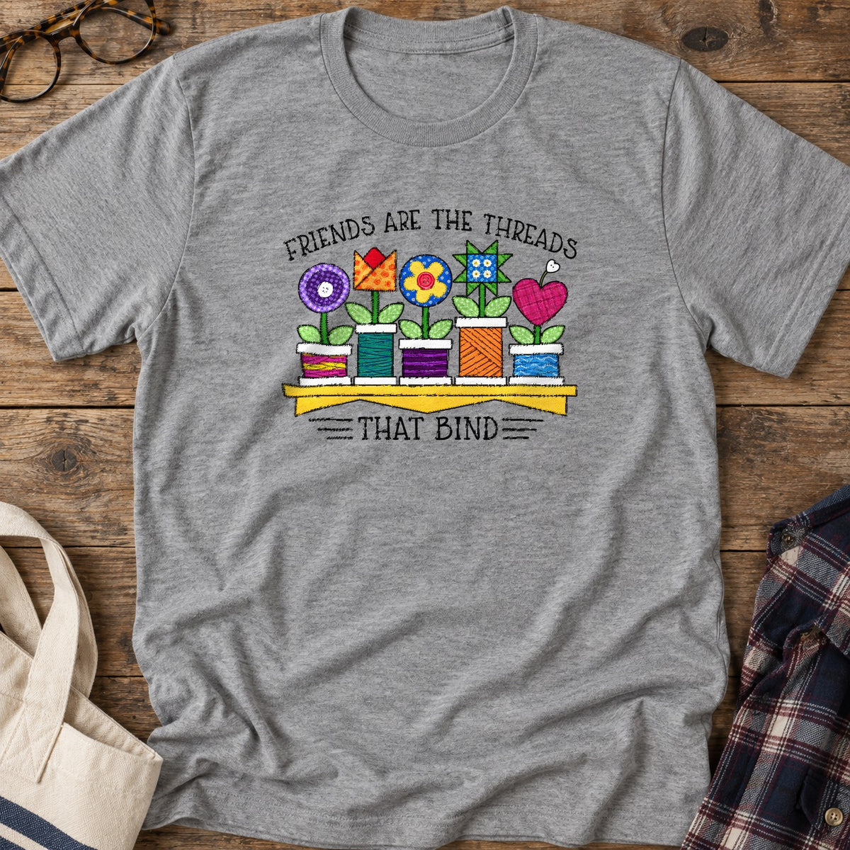 Spool Flowers T-Shirt in Sport Grey