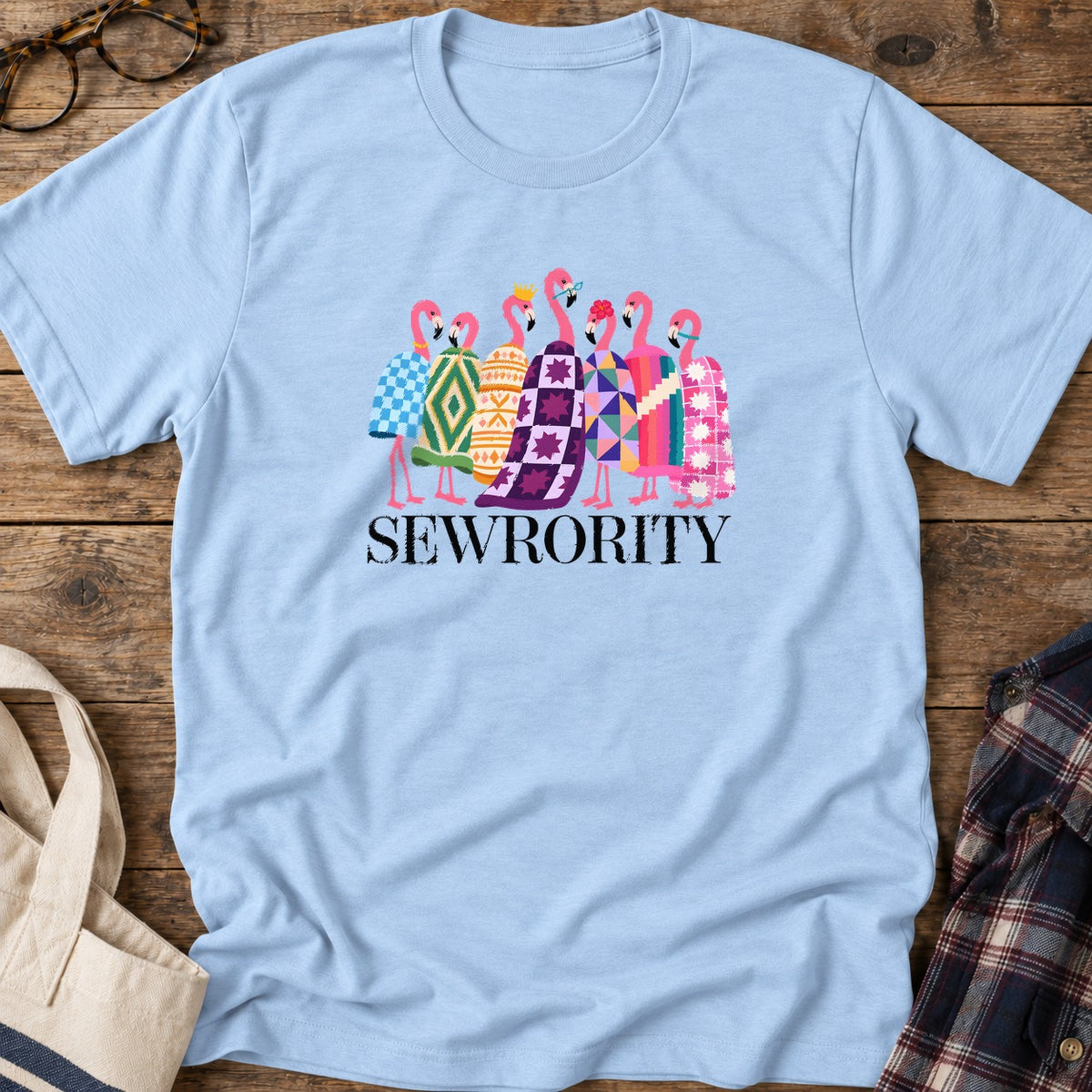 Sewrority Sisters T-Shirt in Light Blue