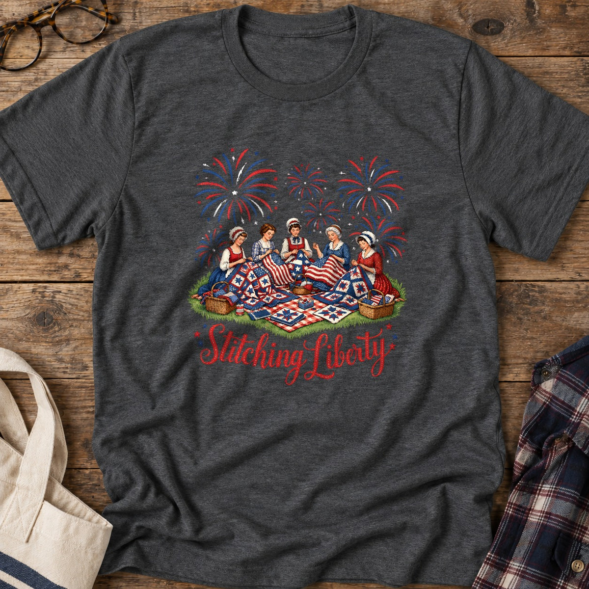 Stitching Liberty T-Shirt in Dark Heather
