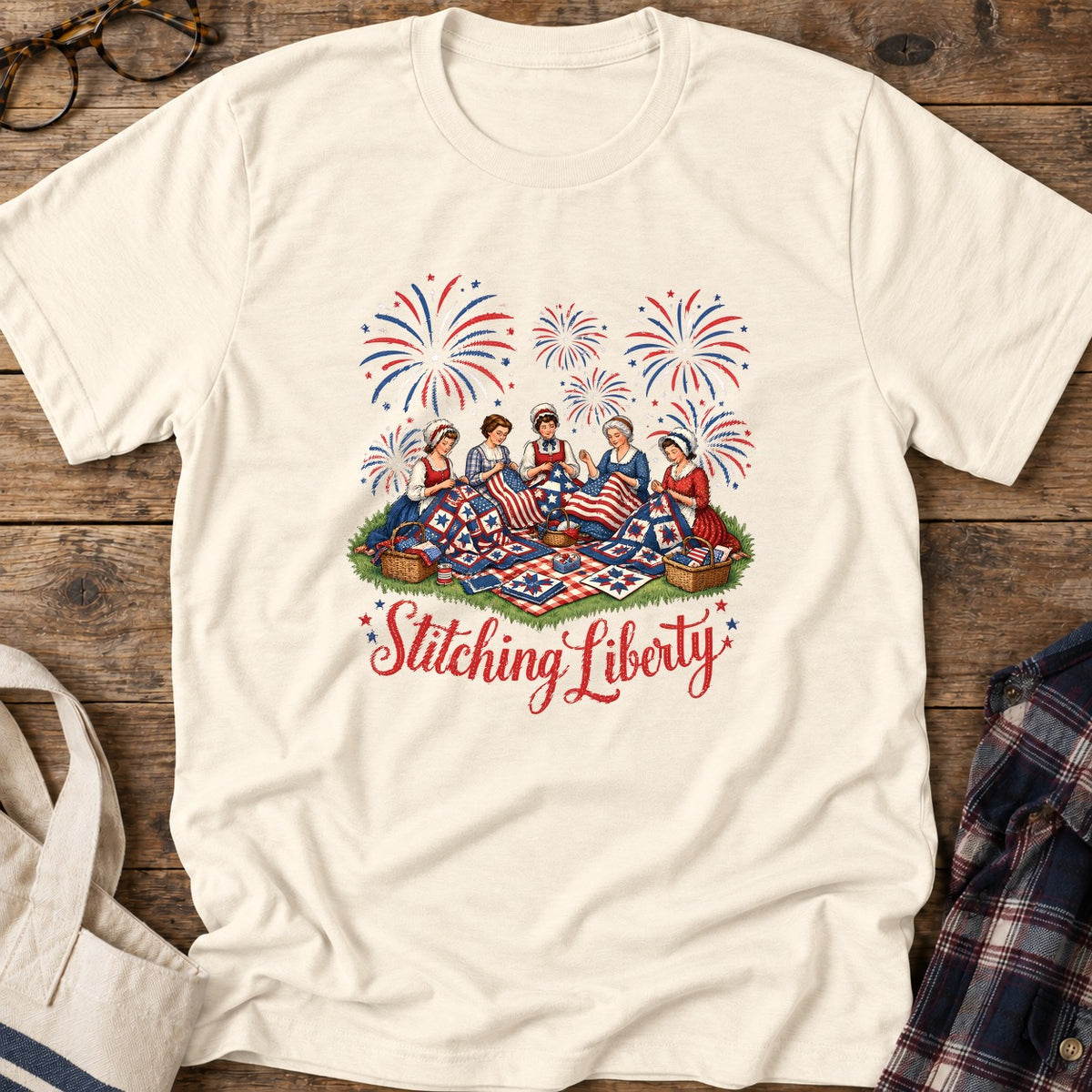 Stitching Liberty T-Shirt in Natural
