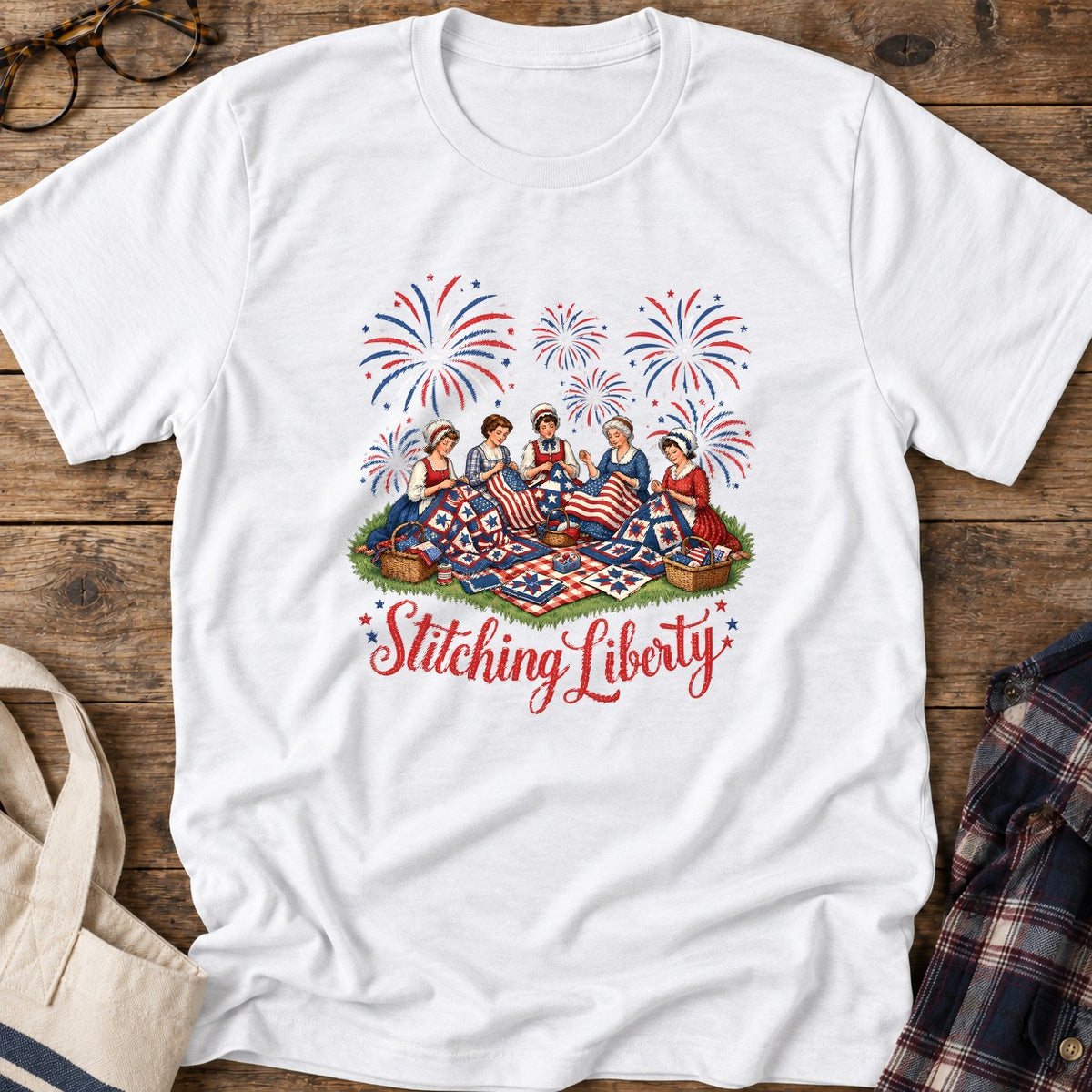 Stitching Liberty T-Shirt in White